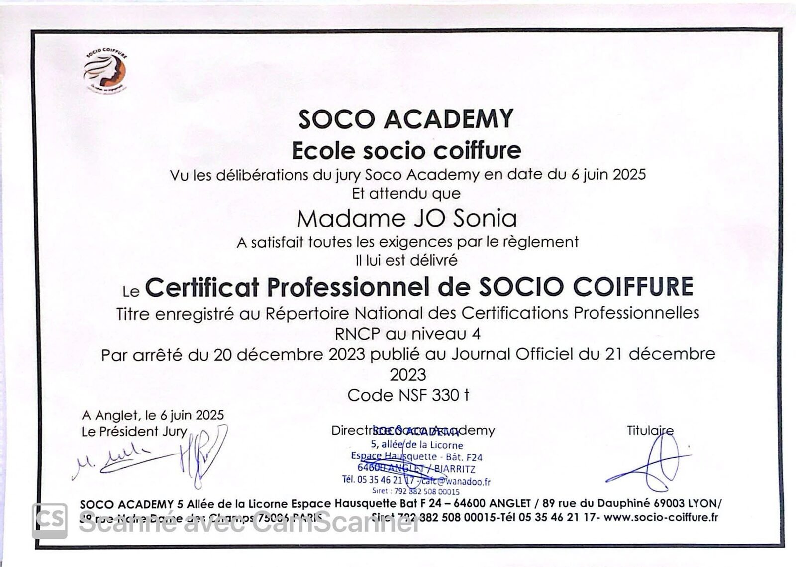 Sonia Jo, socio-coiffeuse